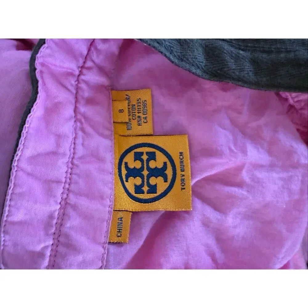 Tory Burch Womens Pink Long Sleeve Cotton Kaftan Tunic Cover-up Dress Size